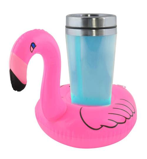 Suport colac gonflabil pentru bauturi sau accesorii piscina tip Flamingo, culoare Roz