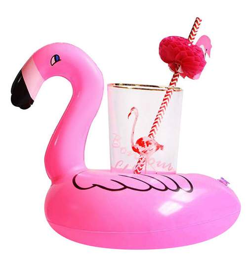 Suport colac gonflabil pentru bauturi sau accesorii piscina tip Flamingo, culoare Roz