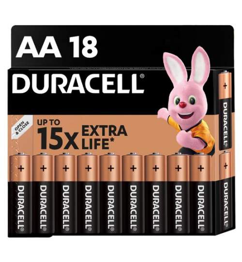 Set 18 baterii alcaline Duracell, AA, marime LR06, 1.5 V FMG-LCH-DUR-MN1500-18