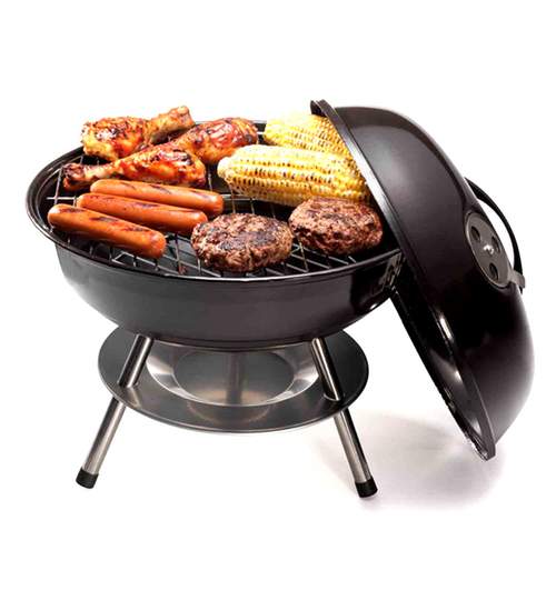 Gratar Rotund pentru Curte sau Gradina cu Capac, Diametru Grill 35cm