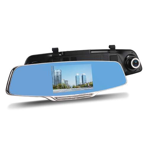 Pachet Oglinda Auto Retrovizoare cu Display 5 Inch, Camera Video Marsarier si Camera Video DVR Full HD 1080 Vordon pentru Inregistrare Trafic