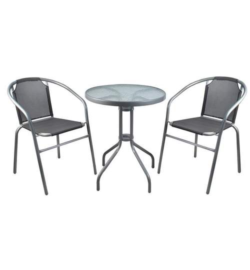 Set Masa Rotunda + 2 Scaune pentru Curte, Gradina, Terasa sau Balcon