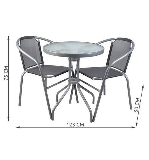 Set Masa Rotunda + 2 Scaune pentru Curte, Gradina, Terasa sau Balcon