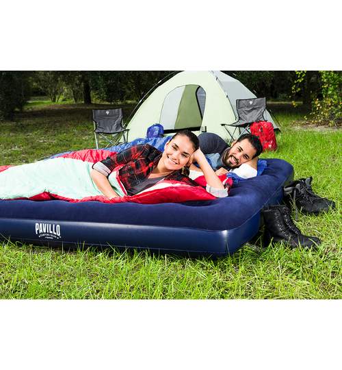 Saltea gonflabila pentru plaja / camping pentru 2 persoane, dimensiuni 203x183x22 cm, culoare Bleumarin