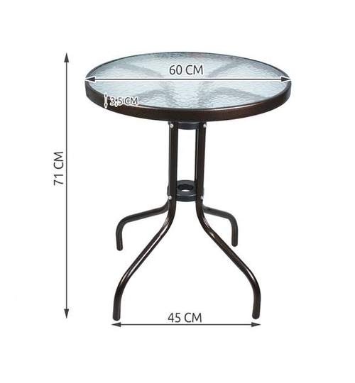 Set Masa Rotunda + 4 Scaune Rattan pentru Curte, Gradina, Terasa sau Balcon