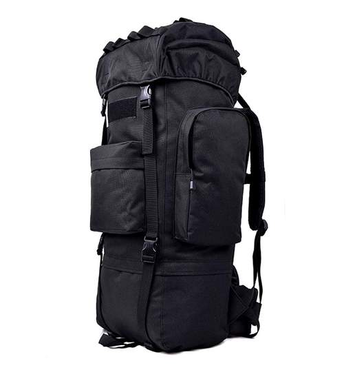 Rucsac Turistic pentru Drumetii, Capacitate 100L, Impermeabil, Buzunare Multiple, Fixare la Piept si Sold, Negru