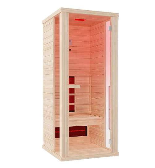 Cabina Sauna 1 Persoana Wellis Helios cu Infrarosu, Bluetooth si Difuzoare Audio