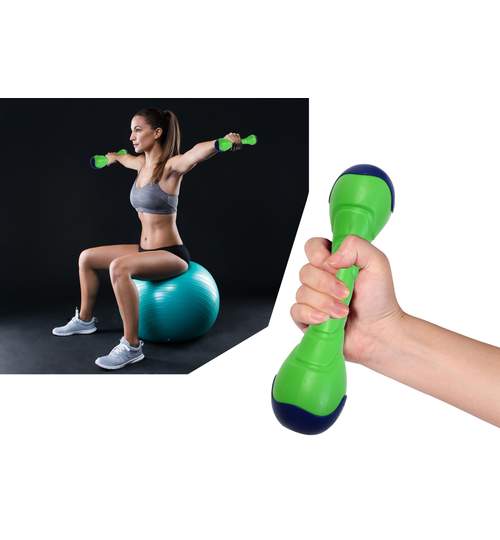 Set Gantere Greutati 2x1,5kg pentru Sport, Exercitii Fitness sau Aerobic, Culoare Verde/Albastru