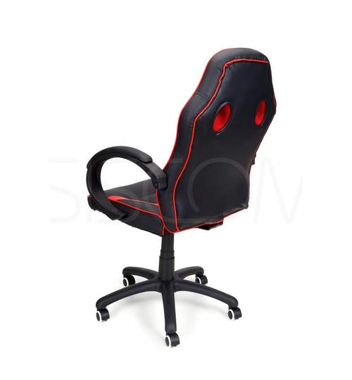 Scaun de Birou Gaming Race, Reglabil, Piele Ecologica, Culoare Rosu/Negru