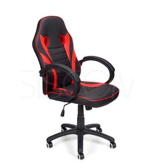 Scaun de Birou Gaming Race, Reglabil, Piele Ecologica, Culoare Rosu/Negru