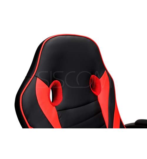 Scaun de Birou Gaming Race, Reglabil, Piele Ecologica, Culoare Rosu/Negru