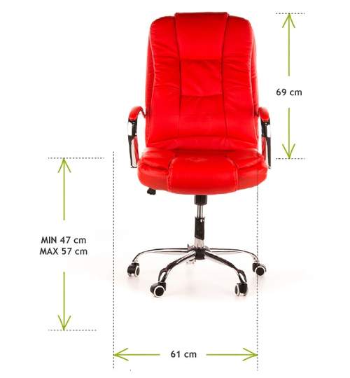 Scaun Directorial de Birou Max, Ergonomic, Reglabil, Piele Ecologica, Culoare Rosu