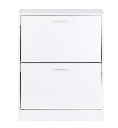 Dulap Pantofar cu 2 Sertare pentru Depozitare Incaltaminte, Dimensiuni 81x63cm, Culoare Alb