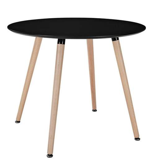 Masa Rotunda Eleganta pentru Bucatarie, Living, Sufragerie sau Exterior, Diametru 80cm, Culoare Negru