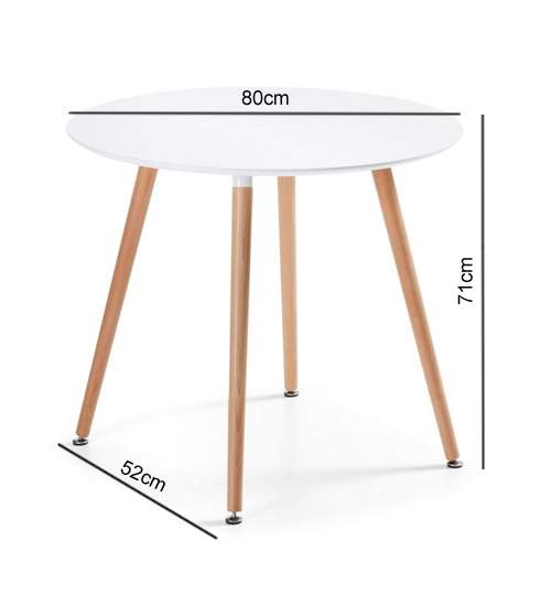 Masa Rotunda Eleganta pentru Bucatarie, Living, Sufragerie sau Exterior, Diametru 80cm, Culoare Negru