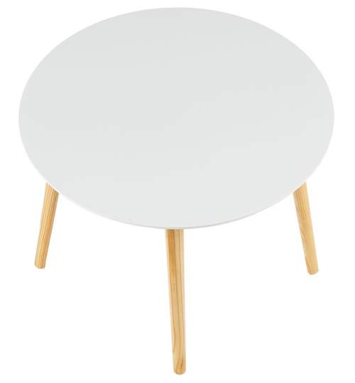 Masuta Rotunda MDF Moderna cu 4 Picioare, Culoare Alb, Diametru 60cm