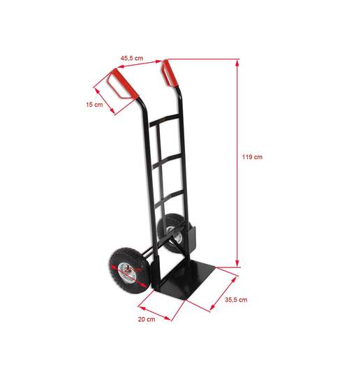 Carucior Metalic pentru Transport Marfa, 2 Roti, Capacitate 250kg, Culoare Negru