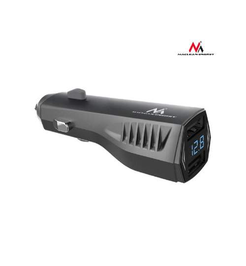 Incarcator Priza Auto USB Profesional cu Afisaj Voltmetru, 2 Porturi USB