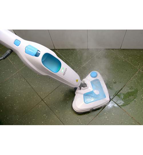 Mop cu Aburi Multifunctional, Maner Telescopic, Cap Rotativ si Flux de Aburi Reglabil, Putere 1500W