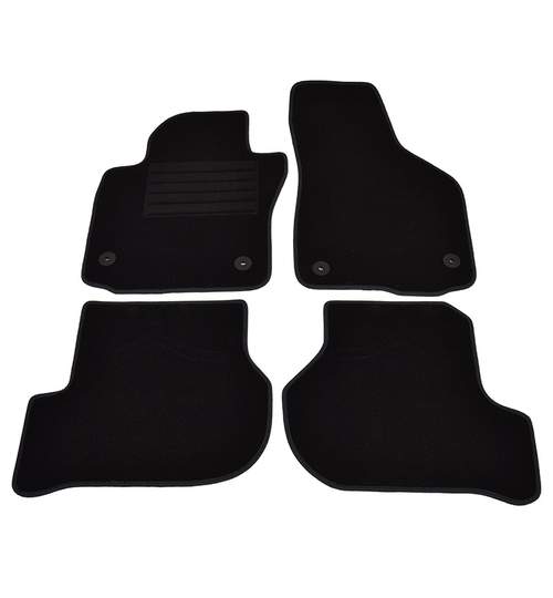 Covorase mocheta Seat Leon 9/2005-9/2009 Negru, set de 4 bucati Kft Auto