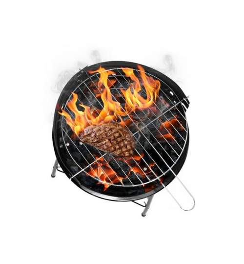 Gratar Rotund Mic Portabil pentru Casa, Gradina sau Camping, Diametru Grill 33cm